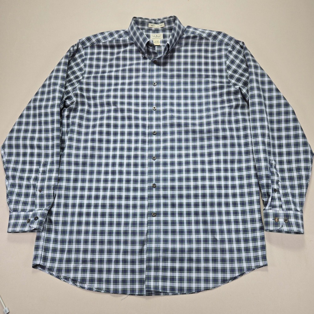 L.L. Bean XL Tall Mens Wrinkle Resistant Plaid Button Down Long‎ Sleeve Shirt